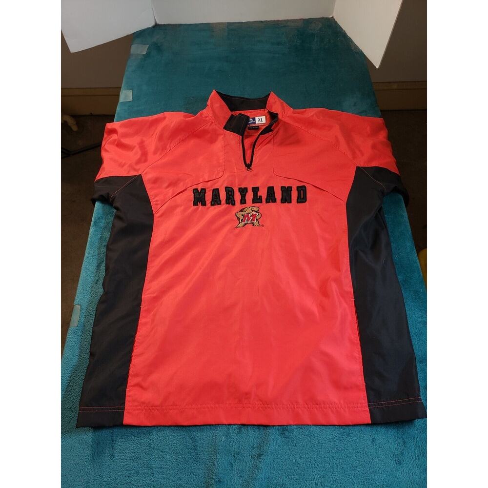 Maryland Terrapins Jacket Sz Extra Large Mens Red 1/4 Zip Polyester NCAA NWT